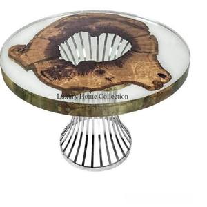 Table à manger de grande taille en bois et cadre enduit de poudre de couleur noire métallique fait à la main fournitures de conception de luxe - Product Image 2