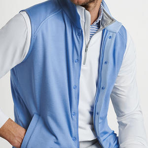 <b>Men's</b> High Quality Casual Lightweight Softshell Golf <b>Gilet</b> Vest Custom <b>Navy</b> Zip-Up Hybrid Outerwear for Running - Product Image 4