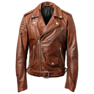 Chaqueta de Motociclista de Cuero de Piel de Oveja Vintage de Invierno 2025, Diseño Personalizado, Bolsillos Laterales, Transpirable, Impermeable, Moda en Lona - Product Image 1