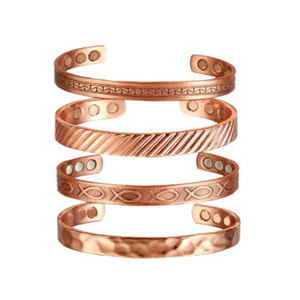Bracelet manchette bohème tendance fait main en cuivre, design écologique, forme boule, pour anniversaires bouddhistes - Product Image 1