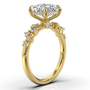 Bague de fiançailles et de mariage en or massif 14K & 18K faite à la main sur mesure pour les femmes Superbe diamant comme pierre principale pour les fêtes - Product Image 5