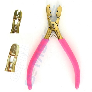 Pince à cheveux pour extensions de cheveux en or micro-anneau P-23 GEMSTONE ENTERPRISES, pour retirer/poser les extensions, en acier inoxydable antidérapant de 6 pouces - Product Image 5