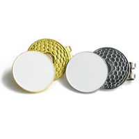 Marqueur de balle en métal à thème mode, vente en gros d'usine, 25 mm, avec logo imprimé en relief et émail, base blanche/noire, clip pour casquette, pour le golf et le sport
