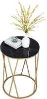 Table d'appoint artistique dorée de forme ronde au design haut de gamme avec table d'appoint en marbre blanc pour élégant et maison et hôtel