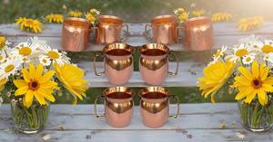 <b>Set</b> of 4 Copper <b>Mug</b> Cups with Unique Brass Handle for Healthy Drinks with Stylish Design - Product Image 3