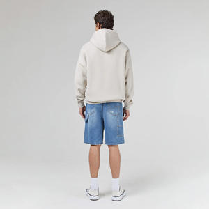 Vente en gros de sweat-shirts pour hommes en coton 100% 380 g/m², qualité lourde, molleton français gris, sweat-shirt surdimensionné brodé pour l'hiver, unisexe - Product Image 4