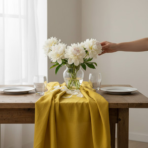 Luxury Cotton <b>Tablecloth</b> Solid Pattern Customizable <b>Square</b> Shape-Eco-Friendly Durable for Elegant Dining Sustainable Home Use - Product Image 4