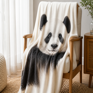 Custom Printed <b>Throw</b> Blanket Personalized Giant Panda Portrait Gift Sublimation Flannel Fleece Polyester - Product Image 1
