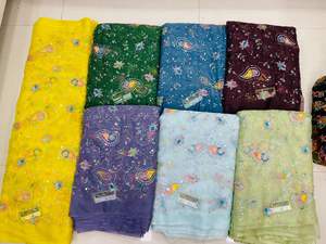 Tissu en tulle de coton le plus vendu avec broderie en organza et paillettes de 4mm pour les vêtements de mariage en gros d'Inde - Product Image 3