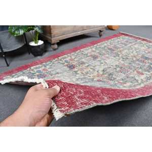 Alfombra turca Vintage, color rojo, Beige, 3,9x7,2 pies, área grande, diseño de retales de lana para pasillo, dormitorio, forma Rectangular, respaldo de látex - Product Image 3