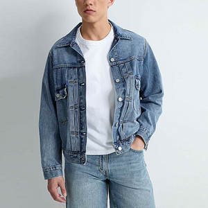 Veste en jean vintage pour homme, style personnalisé, vêtement décontracté avec manches longues et poches avant, motif lettres, hiver - Product Image 2