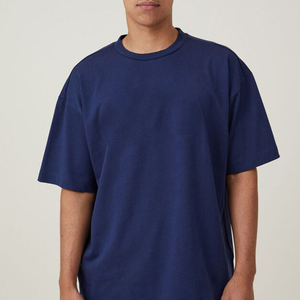 Camisetas de algodón 100% de alta calidad para hombre, ropa de calle de gran tamaño con cuello redondo pesado personalizable para hombre - Product Image 1