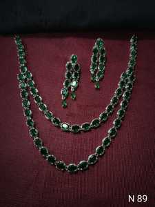 ENSEMBLE DE COLLIER DE MARIÉE EN DIAMANT AMÉRICAIN ET BOUCLES D'OREILLES CLASSIQUES ET DE HAUTE QUALITÉ ENSEMBLE DE BIJOUX DE MARIAGE POUR FEMMES DE STYLE CLASSIQUE - Product Image 3