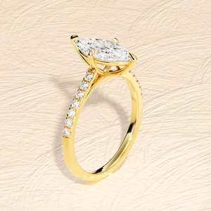 Bague de fiançailles en moissanite taille marquise, argent 925 plaqué rhodium, bijoux de fiançailles, cadeau de promesse pour fiançailles - Product Image 2
