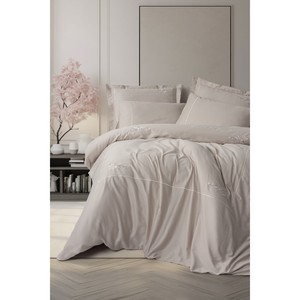 Alameda Lilac Luxury Cotton Box Embroidered Satin Double Duvet Cover <b>Set</b> 4pcs King Size Floral Bedding <b>Comforter</b> - Product Image 1