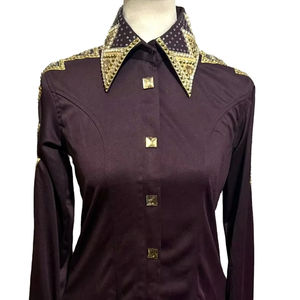 Tela de tafetán elástica hecha a mano Cowgirl Western Show Shirt para ropa ecuestre y equitación - Product Image 1