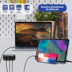 พาวเวอร์แบงค์ Ewent 20000mAh PD 22.5W พลาสติก พลังงานแสงอาทิตย์ พร้อมช่องเสียบ USB แบตเตอรี่ลิเธียมโพลิเมอร์ เทคโนโลยี GAN ความจุ 20000mAh - Product Image 3