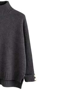 Customized Dark Grey Knit Sweater & Wide Leg Pants <b>Set</b> Women High Neck Pullover Cozy Winter <b>Lounge</b> Wear Custom Manufacturer OEM - Product Image 4