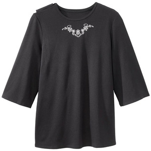 เสื้อปักลายสำหรับผู้หญิงใส่ในบ้านเสื้อคอกลมเปิดหลังได้อย่างง่ายดายเสื้อบำบัดการฟอกเลือดจากคีโม - Product Image 1