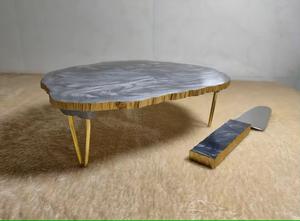 Nouvel Arrivage Support à Gâteau en Résine et Métal Aspect Agate Grise Trépied en Résine pour Gâteau-Outils pour Gâteau - Product Image 2