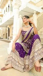 Ensemble Salwar Kameez Sharara Plazzo élégant pour femme, style traditionnel, séchage rapide, coupe classique, toutes saisons, décontracté, pour fêtes - Product Image 5