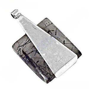 Pendentif artisanal plaqué or rose et platine avec quartz rutile pour femme, cadeau de bijoux en pierres précieuses - Product Image 2