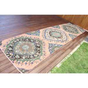 Tapis turc vintage 3,3x11,7 pi (100x358 cm), tapis persan rose - Product Image 2