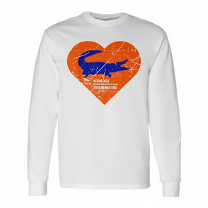 Camiseta de manga larga Gators In Heart para adultos, unisex, cuello redondo, deportes y juegos, serigrafía - Product Image 2