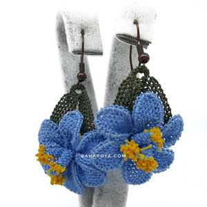 Abrir Mavi Zambak Küpe İğne Oyası Moda Takılar - Product Image 1