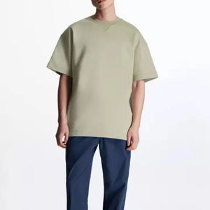 Camisetas de alta calidad para hombre, 100% algodón grueso, cuello simulado, estilo oversize, corte cuadrado, para hombre. - Product Image 3