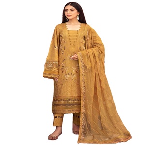 Ramsha Marque 3 Pièces Style Pakistanais Coton Pelouse Robe Lourde Coutures Personnalisées Toutes Tailles Tenues de Fête Costumes Salwar Kameez - Product Image 1