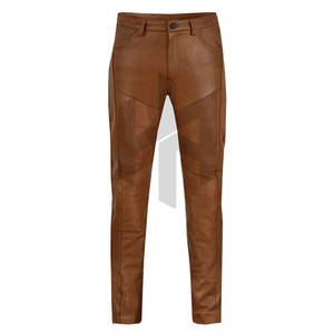 Pantalons en cuir pour hommes Offres Spéciales fabriqués en usine en gros pantalons en cuir taille moyenne décontractés légers et droits de haute qualité - Product Image 1