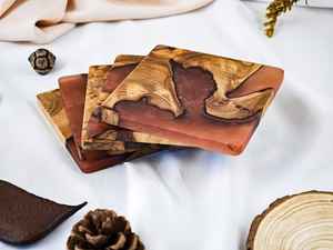 Handmade Wood and <b>Epoxy</b> <b>Resin</b> Coasters Set with Unique Swirl Designs <b>for</b> Modern Home <b>Table</b> Decor From HUMAYUN WORLD CRAFTS - Product Image 5