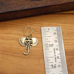 <b>Elephant</b> Head Earrings Brass Tribal Bohemian Jewelry Handmade Animal Dangle Ethnic <b>Gift</b> Festival Jewelry - Product Image 2