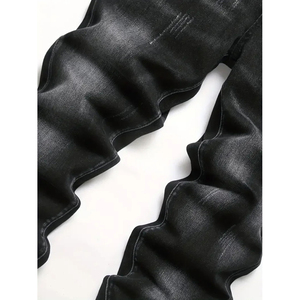 Pantalones vaqueros desgastados clásicos de pierna recta para hombre personalizados, Pantalones rectos unisex con OEM y ODM, disponibilidad al por mayor - Product Image 4