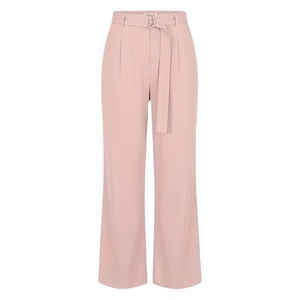 กางเกงขายาวผ้าแคนวาสทรงตรง ระบายอากาศ แห้งเร็ว ผูกเชือก ผ้าฝ้าย 100% เอวกลาง สำหรับผู้หญิง สไตล์ลำลองและธุรกิจ - Product Image 1