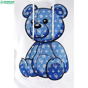 Sweat à capuche personnalisé Streetwear en coton épais écologique, ensemble de survêtement coupe droite avec pantalon évasé - Product Image 2