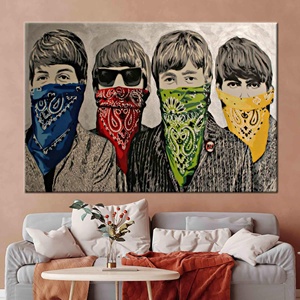 Tableau imprimé sur toile : Bandanas de Banksy, Art graffiti, Affiche abstraite, 1P : Prêt à accrocher - Product Image 1
