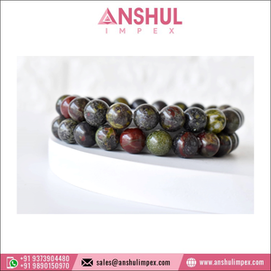 การออกแบบที่สวยงามสีเขียวรักษาแอฟริกัน Bloodstone รอบพลอยสร้อยข้อมือลูกปัด - Product Image 6