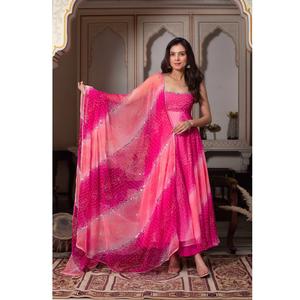 Lehenga Choli de Mariage en Georgette avec Impression Numérique pour Femmes et Filles Lehenga Choli de Mariée Coloré pour la Vente à l'Exportation - Product Image 1
