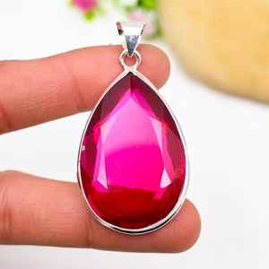 Pendentif Rubellite en argent sterling 925, collier en pierres précieuses fait à la main, bijoux, cadeau de vacances unique pour femmes, tendance - Product Image 4