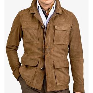 แจ็คเก็ตบอมเบอร์หนังกลับสีน้ำตาลสำหรับผู้ชาย ปกตั้ง ปักโลโก้ตามสั่ง บริการ OEM ขายส่ง - Product Image 5