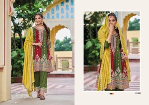 Nueva última venta al por mayor de seda Premium con bordado trabajo Kurti con pantalón con bordado trabajo Duppatta - Product Image 5