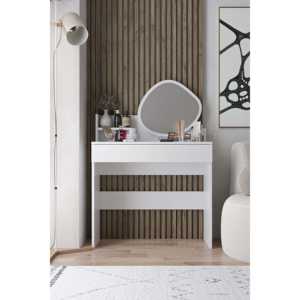 Harmony Tek Mesa de Maquillaje de Diseño Minimalista con Panel de Madera y Almacenamiento, 80x90x40cm, Montaje en Suelo - Product Image 1