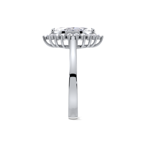 Anillo de compromiso con halo de diamantes de corte marquesa de 1.32 ct en plata de ley 925 maciza - Product Image 3
