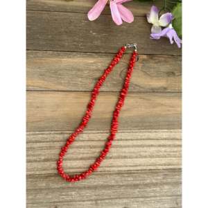 Collier artisanal Navajo en corail rouge et argent sterling avec accents de perles d'eau douce, 20 pouces, unisexe - Product Image 3
