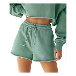 Ensemble deux pièces en coton peigné et polyester personnalisé avec logo, col rond, sweat-shirt pour femmes, longueur genou, grande taille, séchage rapide - Product Image 3