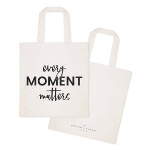 Sac fourre-tout en toile de coton Every Moment Matters pour femmes, écologique, avec logo personnalisé, poignée en ruban, fermeture éclair, pour la publicité et l'usage quotidien - Product Image 2