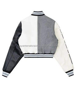 Veste de baseball à manches en cuir personnalisée OEM vierge vente en gros veste universitaire à broderie en chenille vintage pour les femmes - Product Image 2