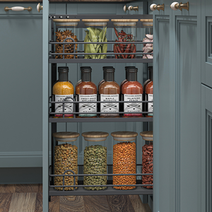 وحدات تخزين فولاذية جانبية قابلة للسحب للمطبخ مع رف للزجاجات وسلة قابلة للسحب صديقة للبيئة للخزائن - Product Image 4